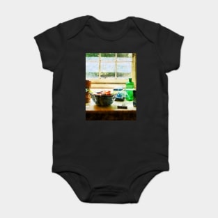 Cooking - Bowl of Vegetables and Green Bottle Baby Bodysuit